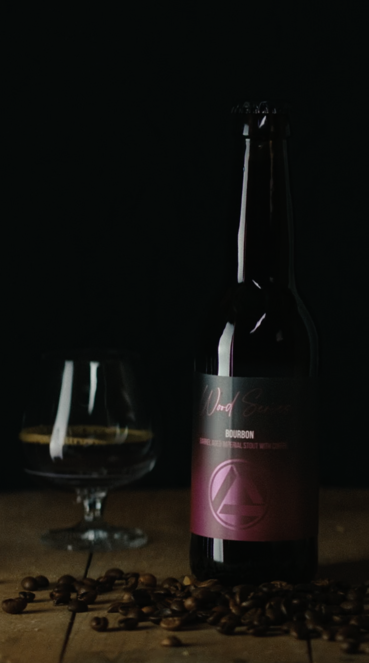 Attik Brewing Wood Series Beer on black background